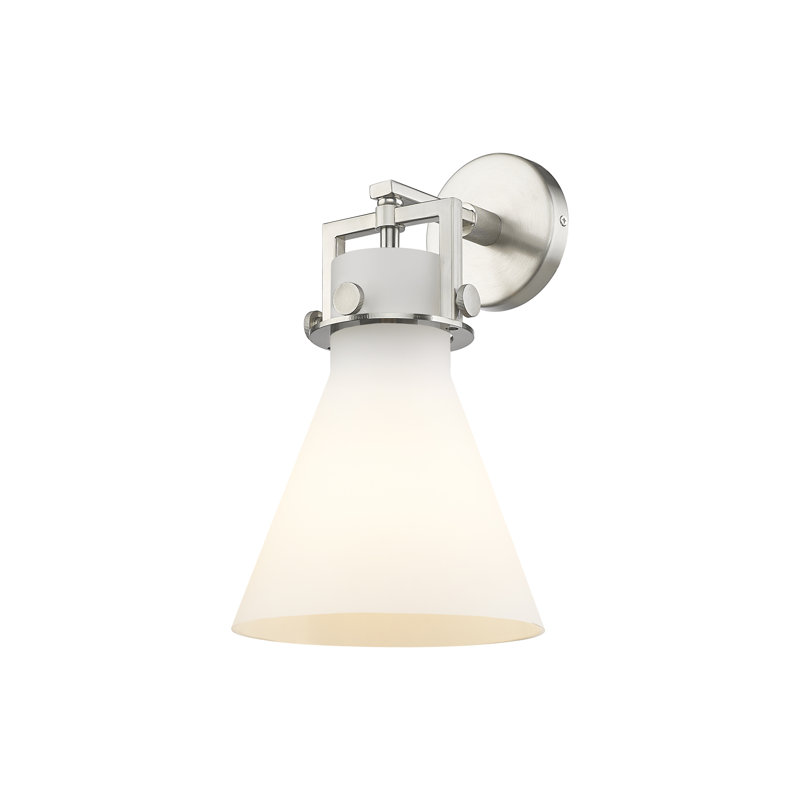Skokie Armed Sconce, Matte White, Satin Nickel