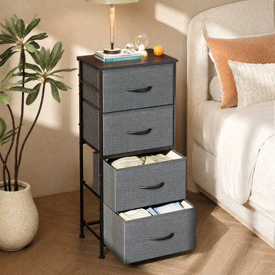 Dearbhaile 38.7" H Small Dresser for Bedroom with 4 Drawers, Chest of Drawers for Living Room, Grey Dresser with Sturdy Frame & Wooden Top