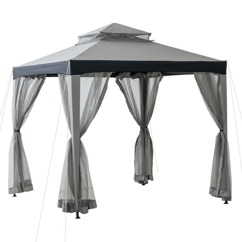 Pavillon de jardin à toit souple Sunjoy, Bordure de jardin x 10 pi,, Gris / Noir