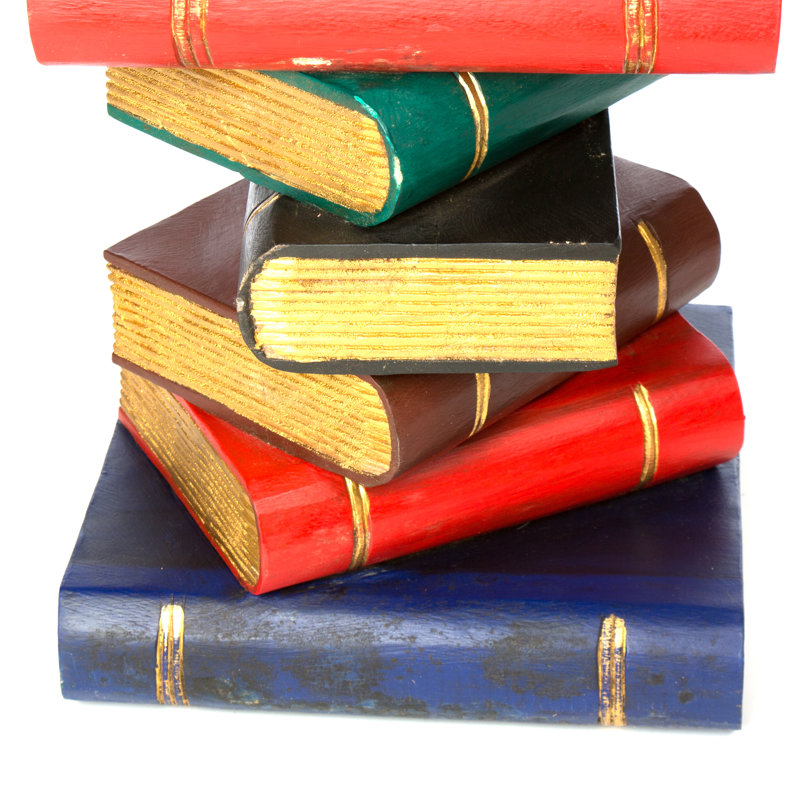 Bookstack Solid Wood End Table, Painted Gold