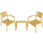 Ensemble 2 pièces de chaises 1 place et de table basse en PP - Mobilier polyvalent d'intérieur / extérieur pour salon, balcon, plage (sans chaises d'assemblage, table à installation facile) - Polypropylène, jaune-1649178705