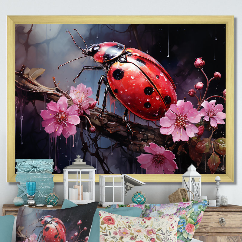 Botanical Landybug Harmony IV, H 24 po x l 32 po x P 1 po, Cadre doré simple