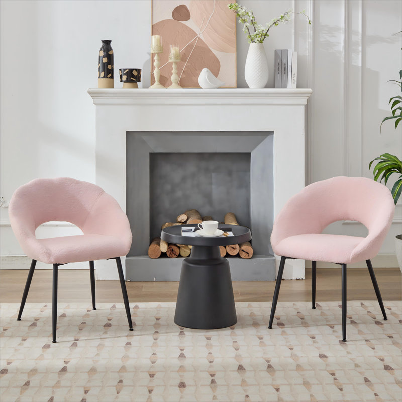 Flower Accent Chair, Pink Boucle