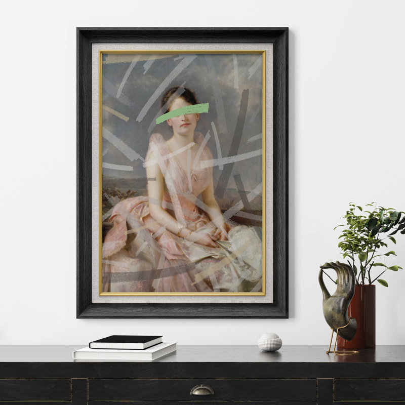 "Portrait de filles victoriennes rigolos" sur toile, Cadre noir de qualité supérieure, H 36 po x l 26 po