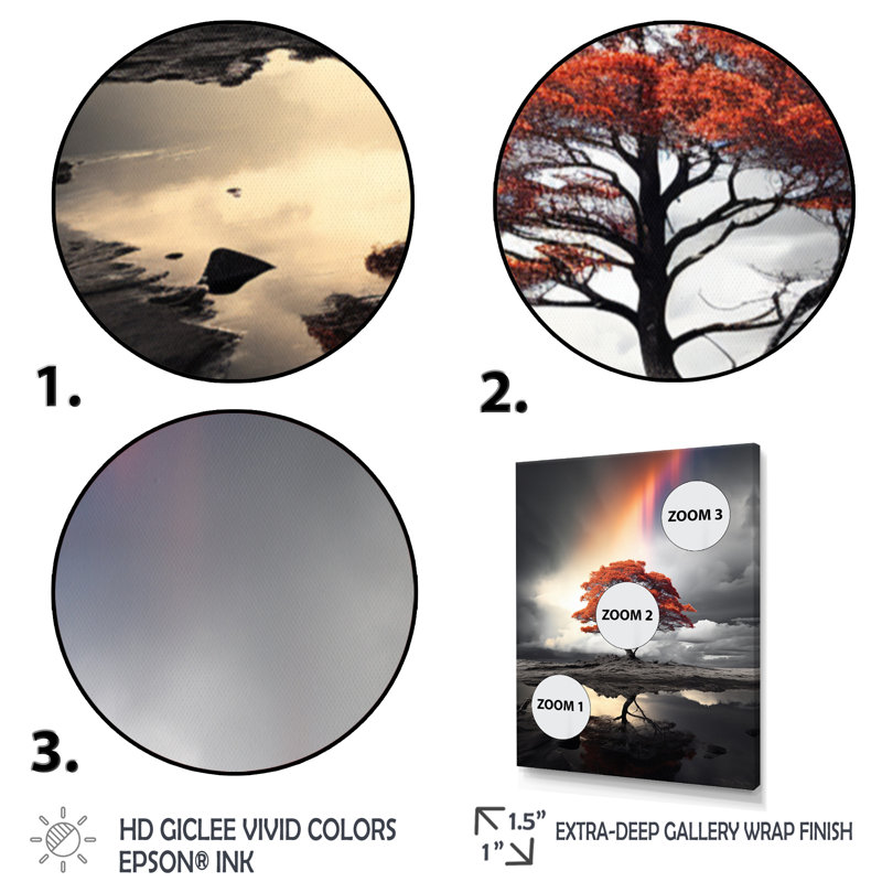 Orange Tree Rainbow Ethereal Radiance - Imprimé, Cadre photo noir, H 20 po x l 12 po x P 1 po