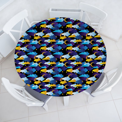East Urban Home Night Fitted Round TableclothMulticolor 81850