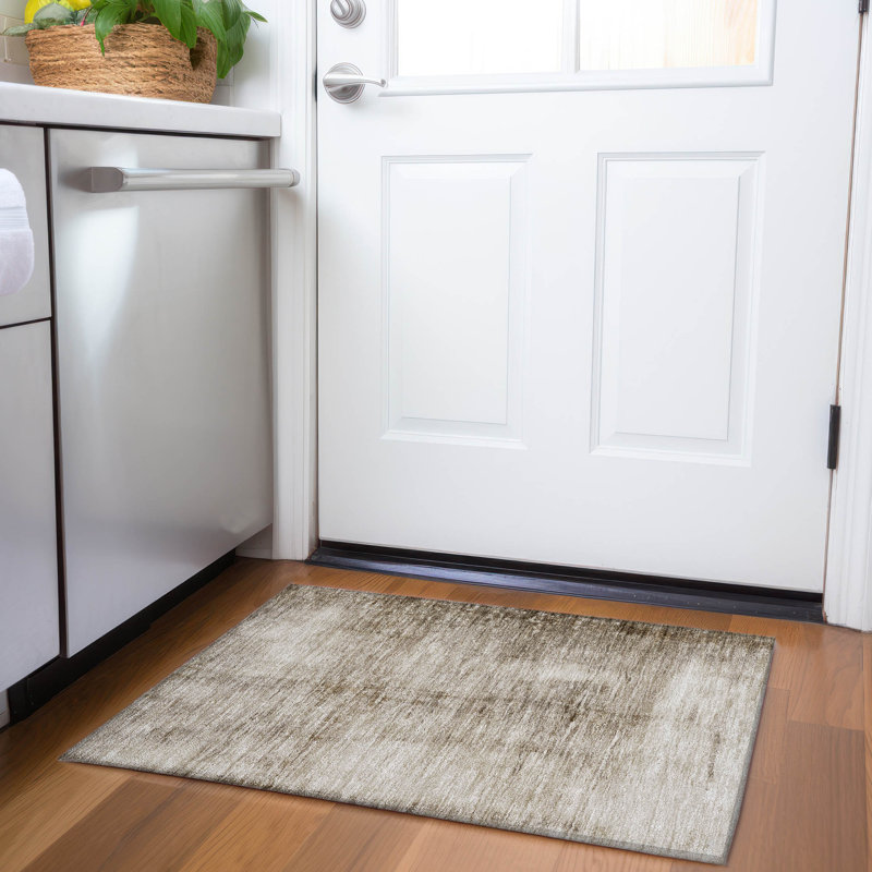 Machine Washable Indoor/Outdoor Xhevrie Beige Rug, Rectangle 1'8" x 2'6"