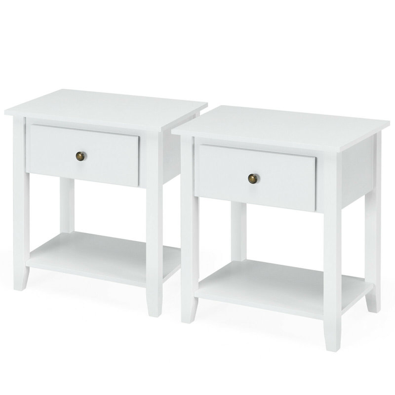 Table de chevet 1 tiroir Grose, Blanc
