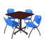 Table de salle de repos carrée Nicklo, chaises empilables 4 M-32668301-32668305-40142455