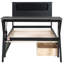 Lit plateforme simple en bois avec tête de lit à DEL, bureau à DEL, ports USB et deux tiroirs de rangement, noir-167576569