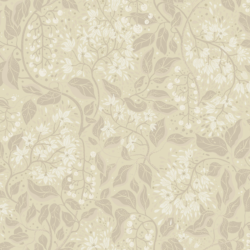 Floral Wallpaper Double Roll, Wheat