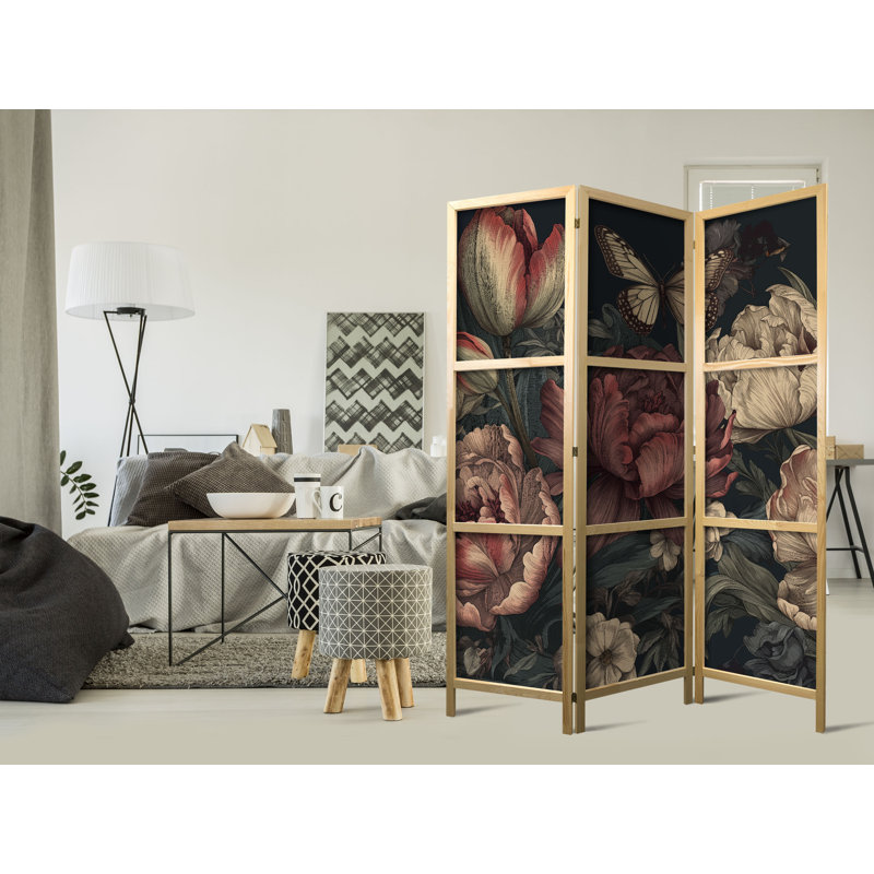 171cm H Solid Wood Folding Room Divider, 171cm H x 135cm W x 1.2cm D, 3