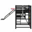 Lit superposé en métal pour enfants avec glissade, mur d'escalade, panier de basketball, anneaux de rangement et tablettes de rangement