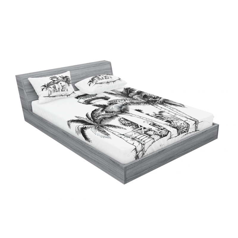 Microfiber Toile Sheet Set, Full/Double Sheet Set with Fitted Sheet