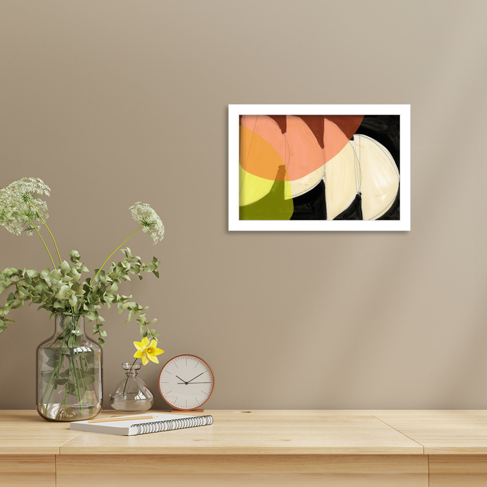 Gilpin "Four Semi Moons I" Print, 9" H x 13" W, White
