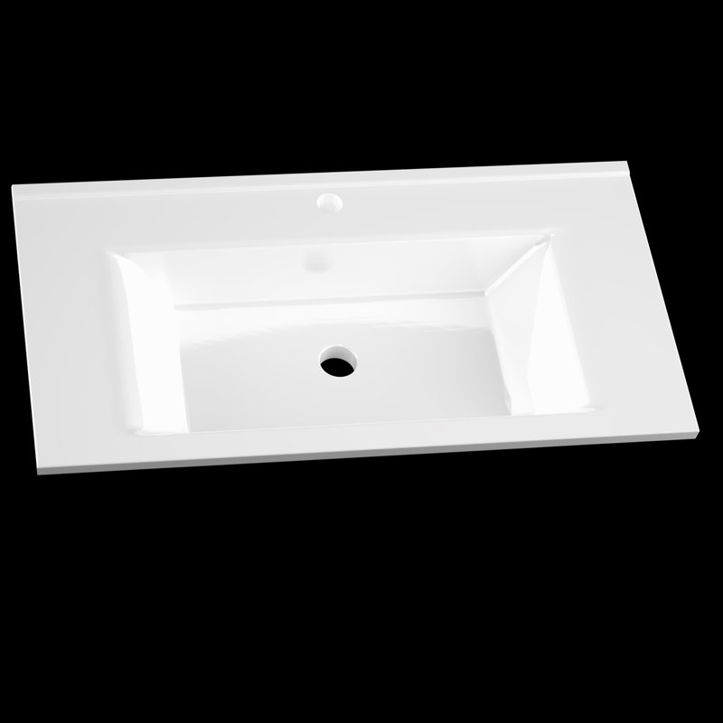 Belfry Bathroom Kimberley 455mm W White Ceramic Rectangular Sink with Overflow, 16.5cm H x 100cm W x 45.5cm D