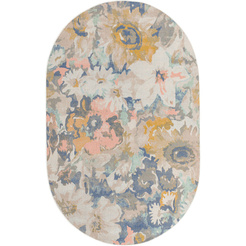 Tapis contemporain Contemporary couleur camel, Ovale 5 pi x 8 pi