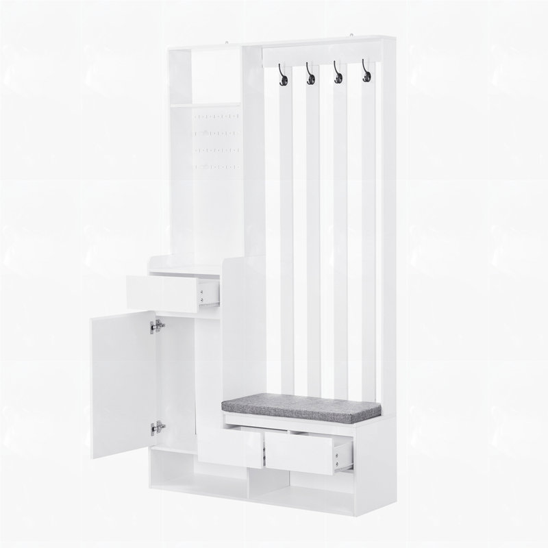Hall Tree 39.3'' Wide with Bench and Shoe Storage, Shoe Bench, Shoe Storage Bench, Entryway Shoe Cabinet, Modern Shoe Cabinet