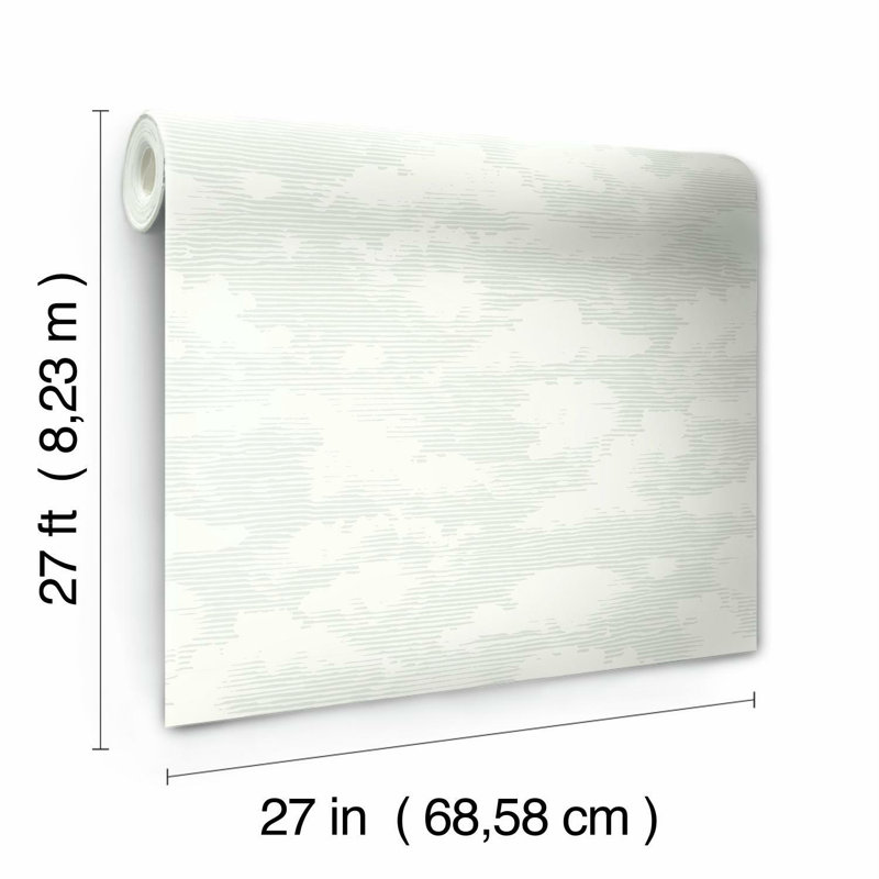 Rouleau de papier peint L 27 po x L 27 po Cloud Cover, gris