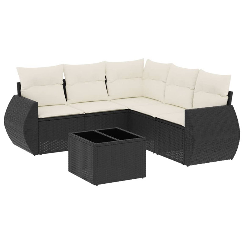 Ensemble de canapé modulaire en rotin PE noir 6 pièces Vidaxl
