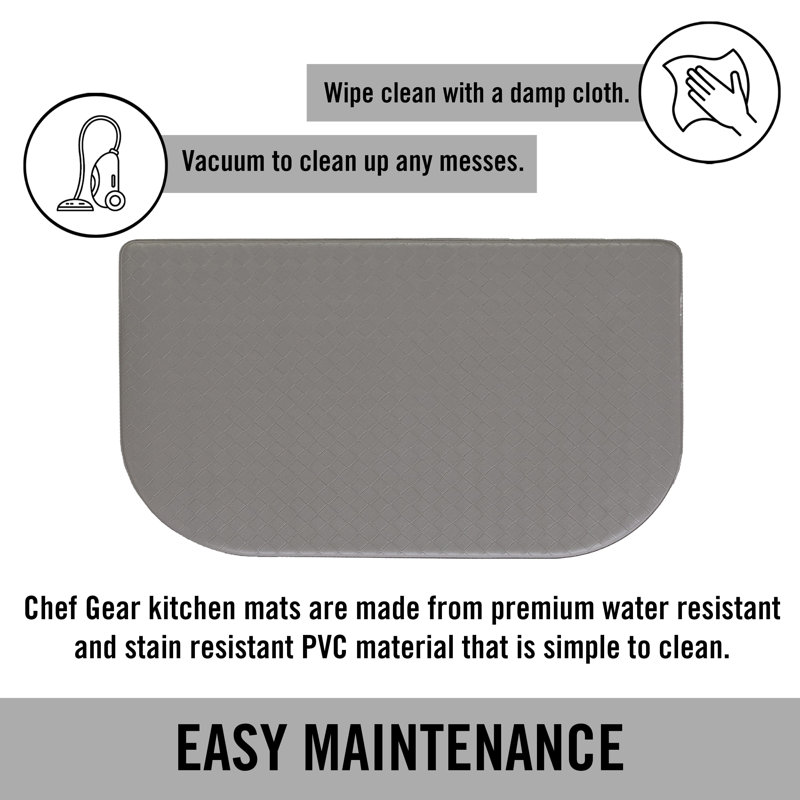 Gray 48" PVC Basketweave Anti-Fatigue Kitchen Mat
