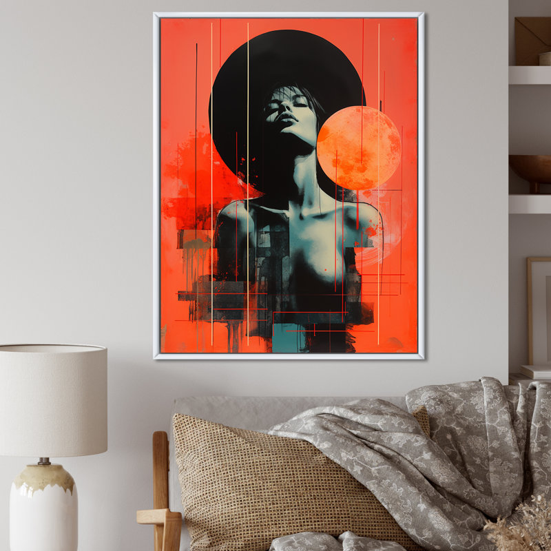 Pleine lune Aphrodisia délice sensuel rétro I, H 32 po x l 16 po x P 1 po, Cadre flottant blanc