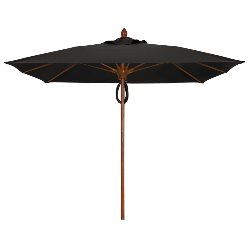 Parasol de marché carré 7,5 pi Prestige, Sunbrella® - noir, Teck vieilli