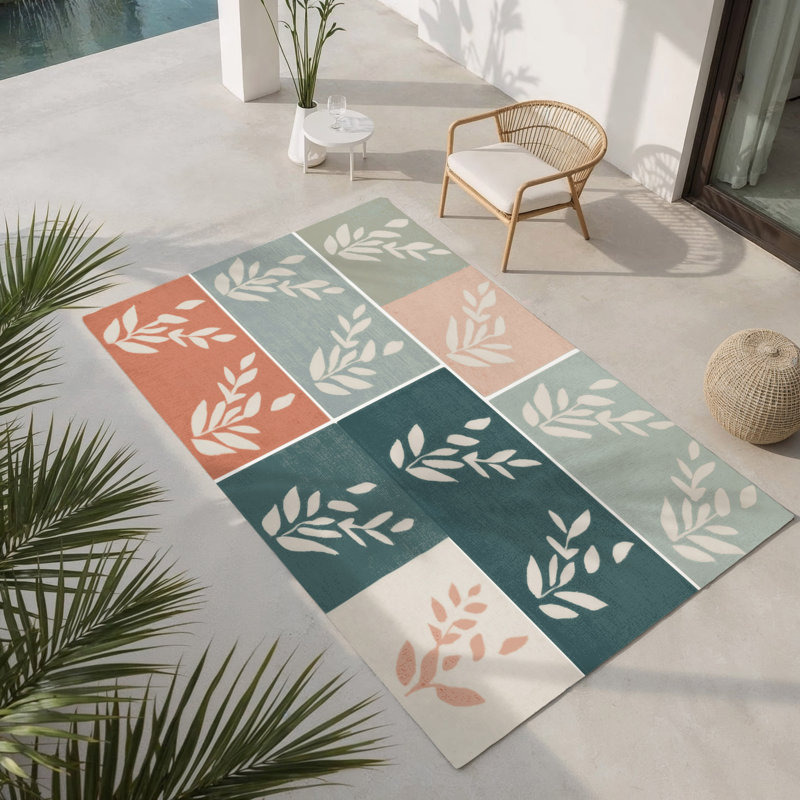 Serene Blossom Indoor And Outdoor Area Rug, Rectangle 3' x 5'