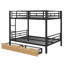 Full-Size Metal Convertible Bunk Bed With Two Built-In Drawers