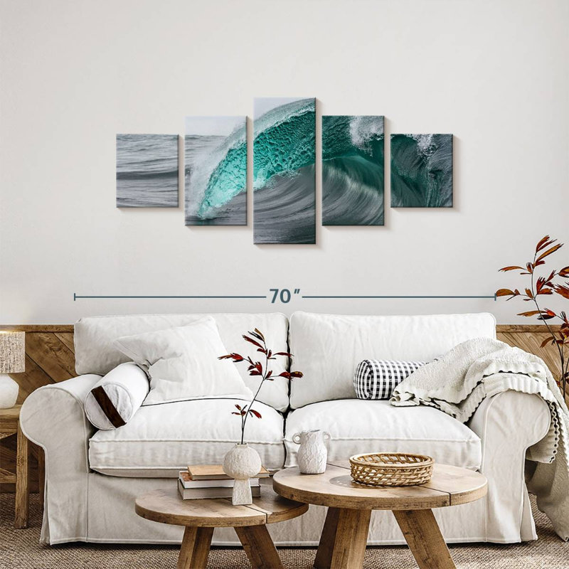 Turquoise Wave Pop, 24" H x 55" W