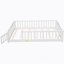 Lit plateforme double pleine grandeur avec clôture et porte, blanc-593278334