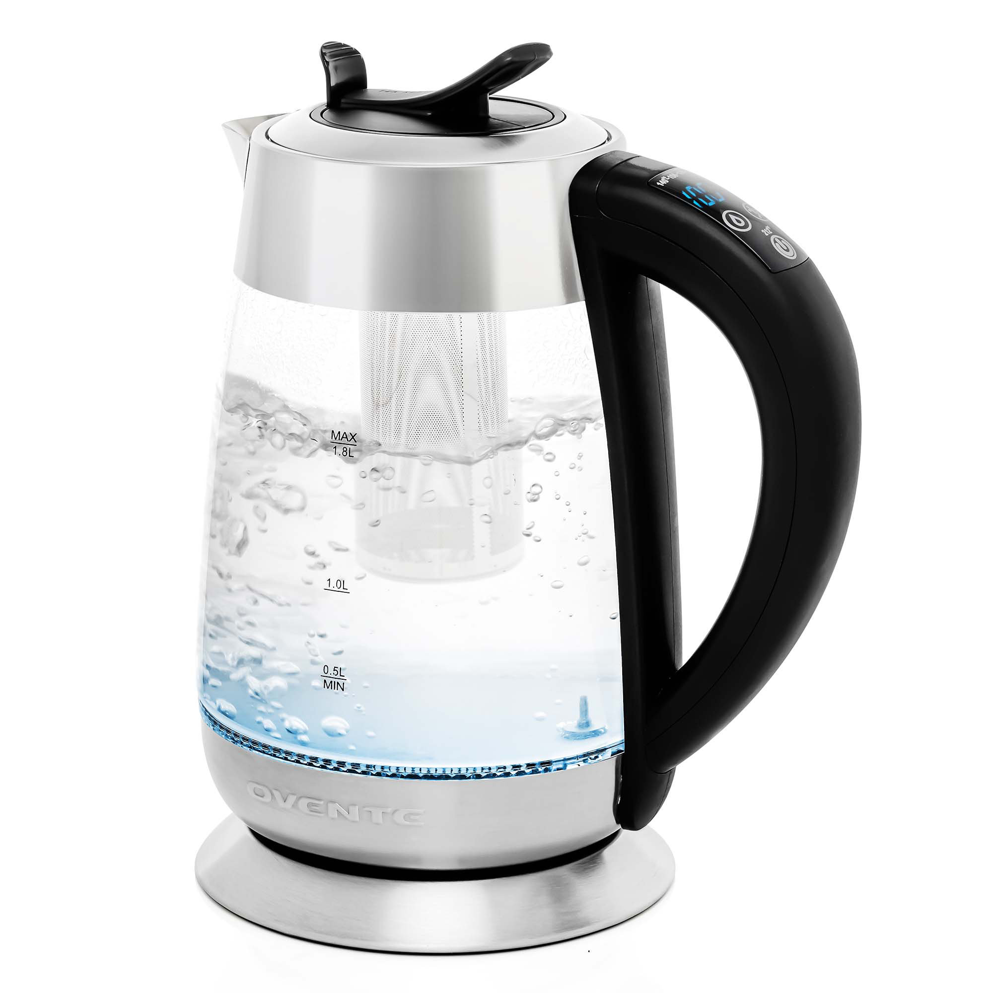 Ovente Portable Electric Glass Kettle 1.5 Liter with Blue LED