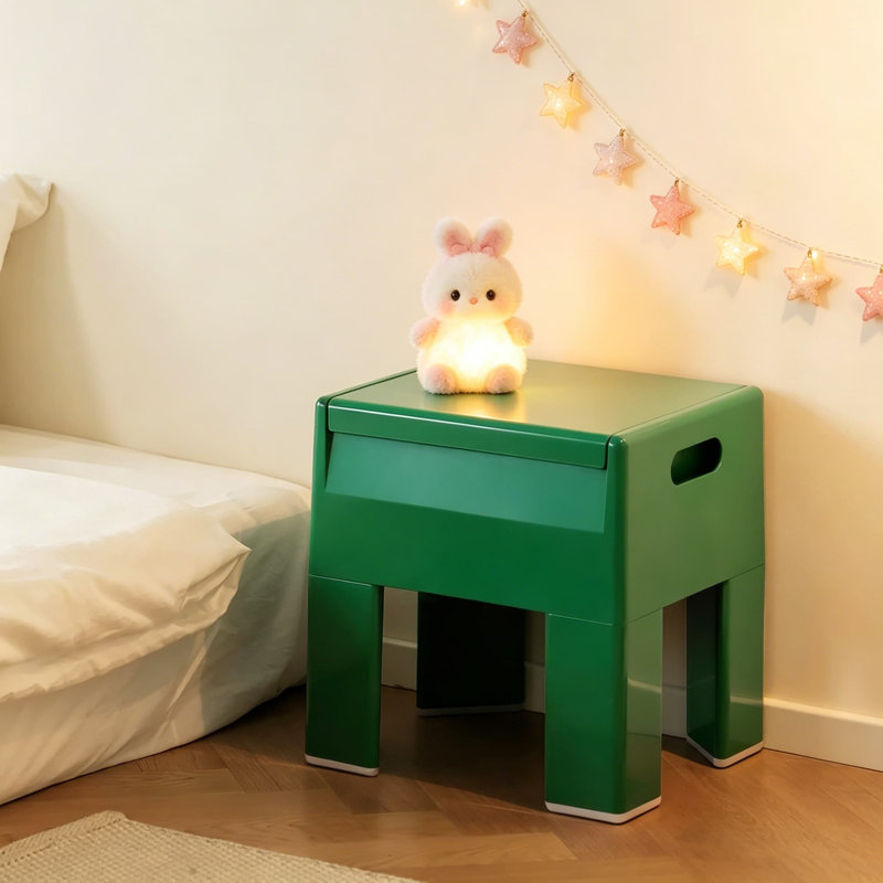 Table de chevet avec espace de rangement, table de bout multifonctionnelle en plastique ABS pour chambre à coucher, dortoir et petits espaces, assemblage facile, 11,8 x 15 x 15,7 pouces, vert