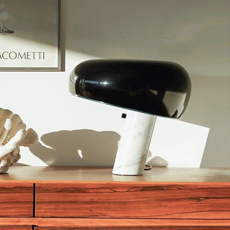 1-Lights Marble Stone Table Lamp, 14.57" H x 15.55" W x 15.55" D, Black