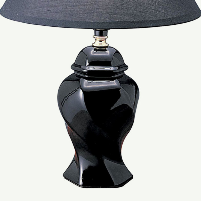Lampe de table haute 13 po en céramique, en forme d'urne, abat-jour en lin, Noir