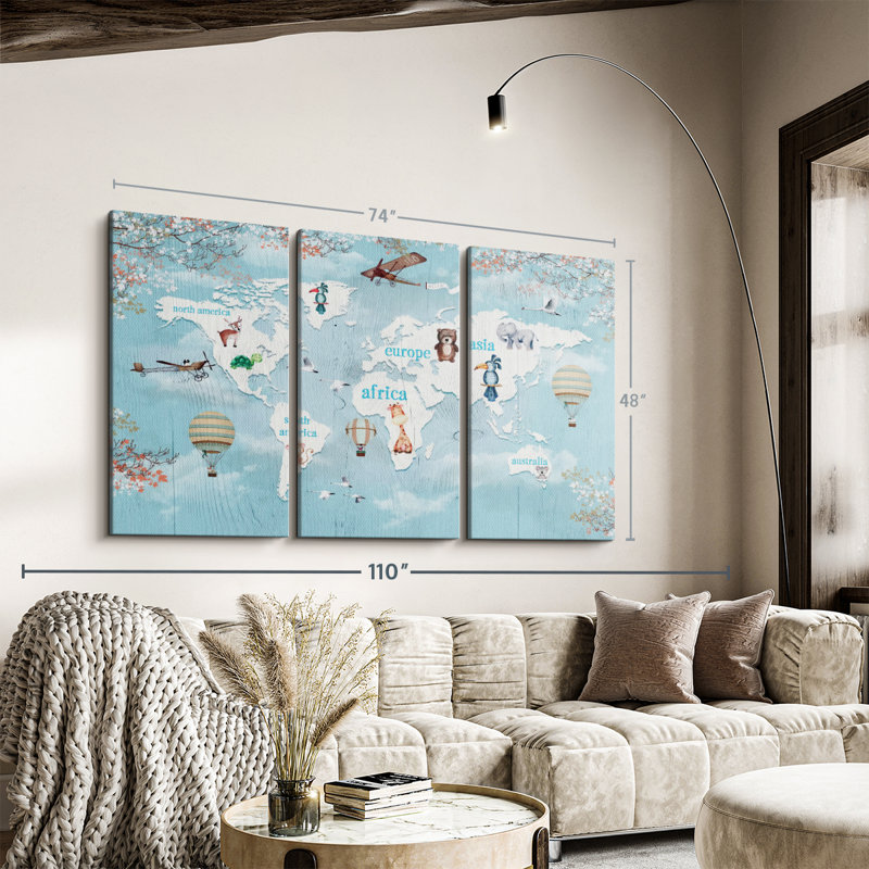 "Animaux Continentaux" sur toile, H 48 po x l 74 po x P 1,25 po