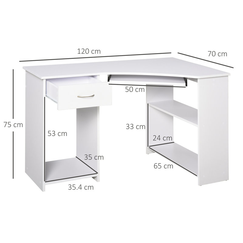 Emmetta L-Shaped Executive Desk, White