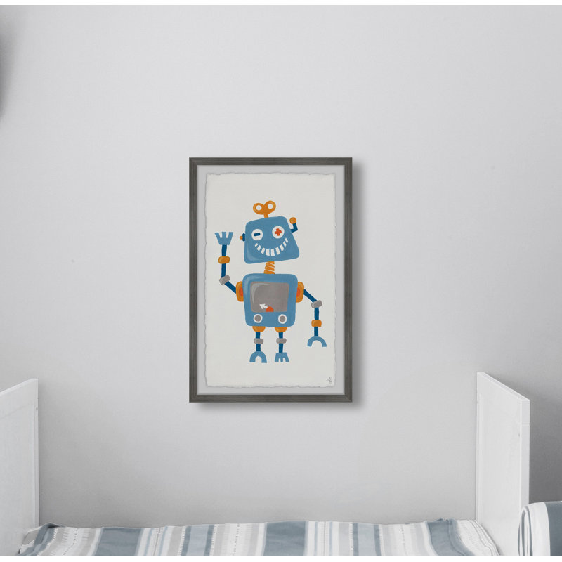 Impression sur papier encadrée Rayland «Happy Robot», H 12 po x l 8 po x P 1,5 po