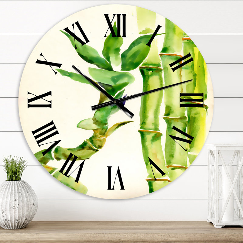 Branches de bambou dans la forêt VI - Horloge murale tropicale, Très petit