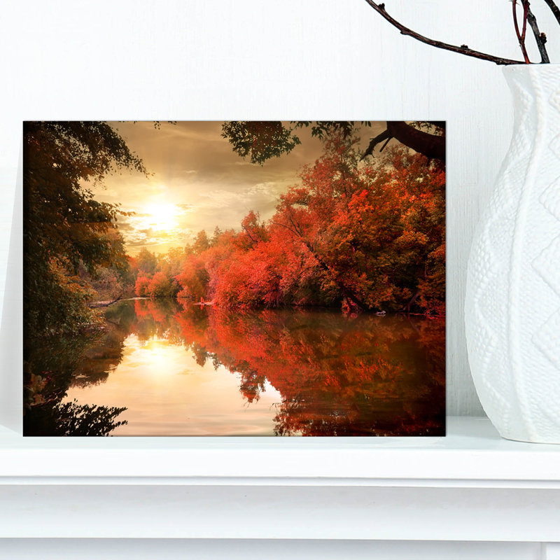 Paysage, coucher de soleil sur une rivière, photographie sur toile, H 8 po x l 12 po, Ne s’applique pas, Toile tendue