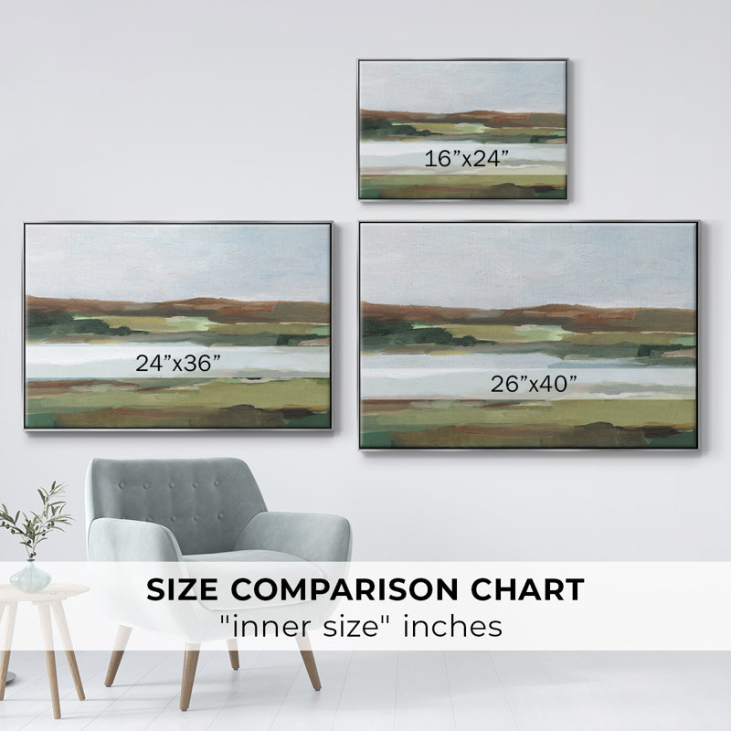 Autumn River Crossing II, reproduction d'art sur toile, H 25 po x l 37 po x P 2 po, Toile argentée avec cadre flottant