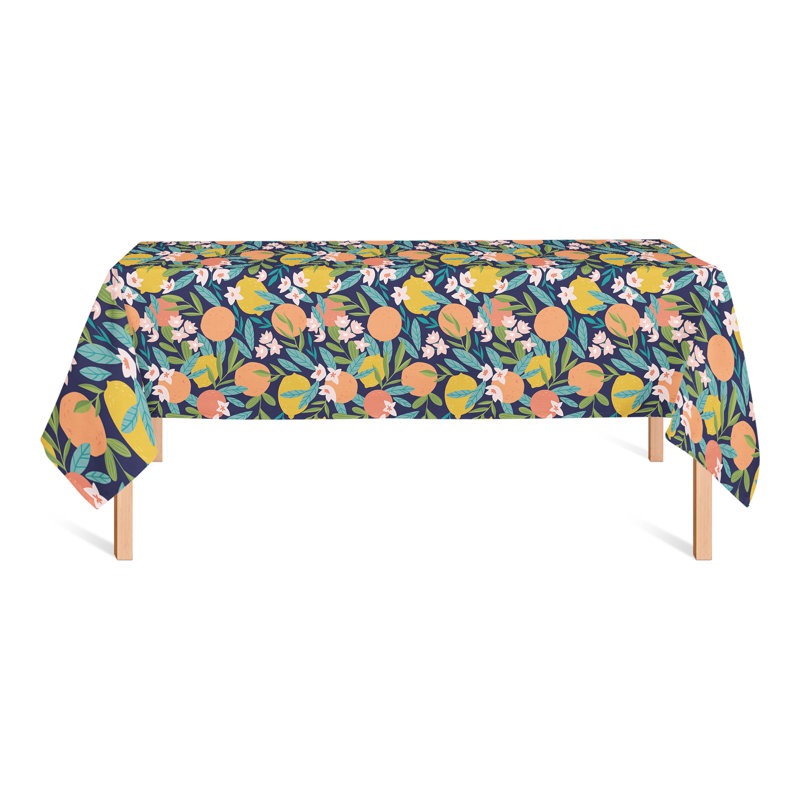 Citrus Fruit Black 3 Tablecloth, Navy