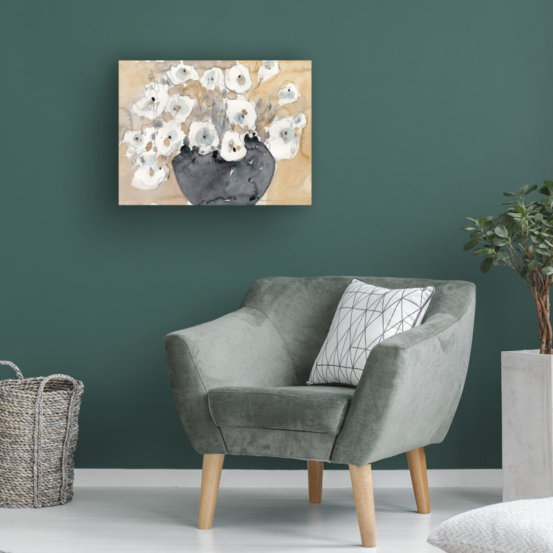 Samuel Dixon White Blossom Floral Canvas Art in Black Vase