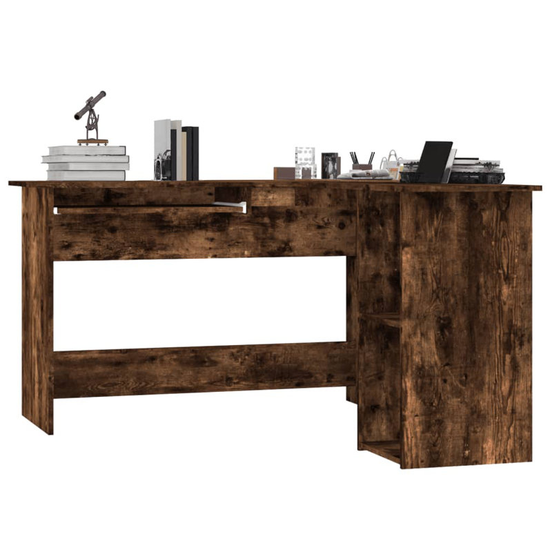 Corliss Corner Desk Computer Desk Study L-shaped Desk Table Engineered Wood, Smoked Oak
