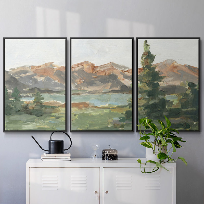 " Rusty Mountains II " 3 - Pieces, Black, 40" H x 78" W x 2" D