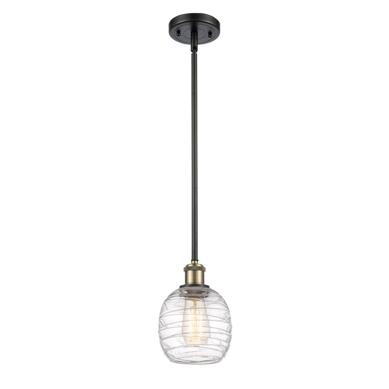Luminaire suspendu simple à 1 lumière Amila, Laiton antique noir