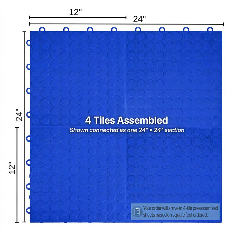 Revêtement de sol modulaire emboîtable pour garage Nitro 12 po x 12 po x 3/8 po , Bleu