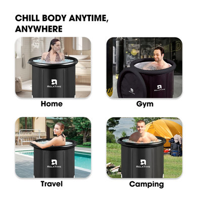 Relxtime Ice Bath Tub For Athletes/adult -cold Water Therapy Recovery 105 Gal Portable Ice Barrel Plunge Pool Home Outdoor Use,foldable Inflatable Tub With Cover