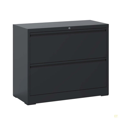 Lateral File Cabinet 2 Drawer Filing Cabinet With Lock, Lockable File Cabinet For Home Office, Locking Metal File Cabinet For Legal/Letter/A4/F4 Size
