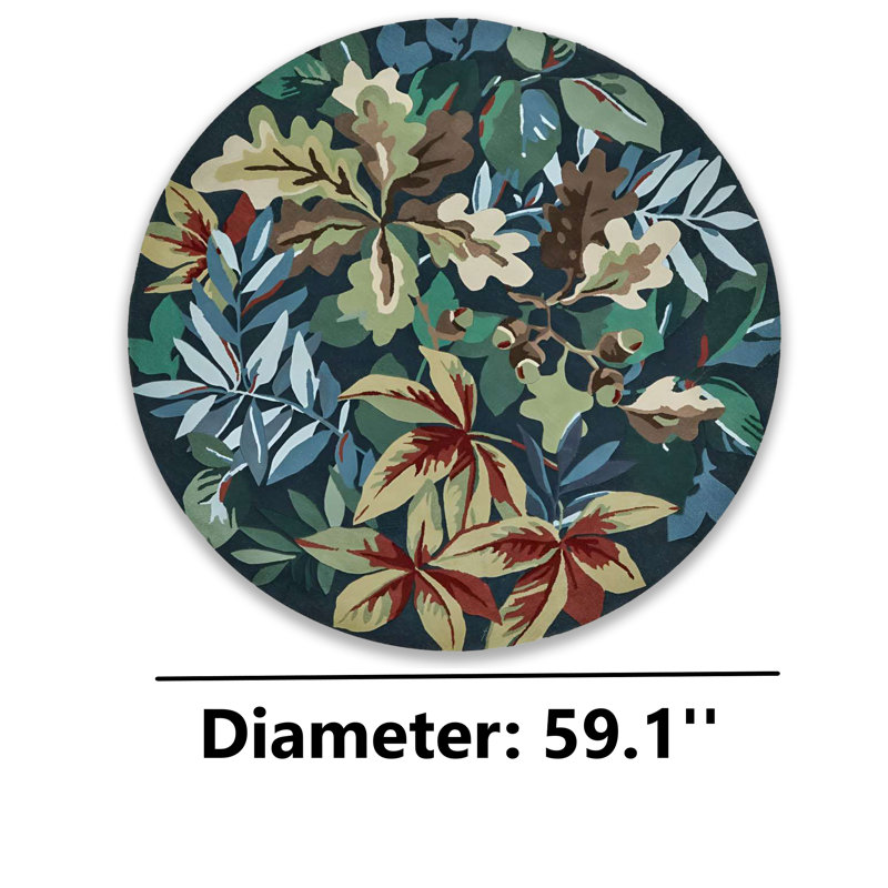 Tapis floral rond en coton antidérapant, Rond 4 pi 11 po